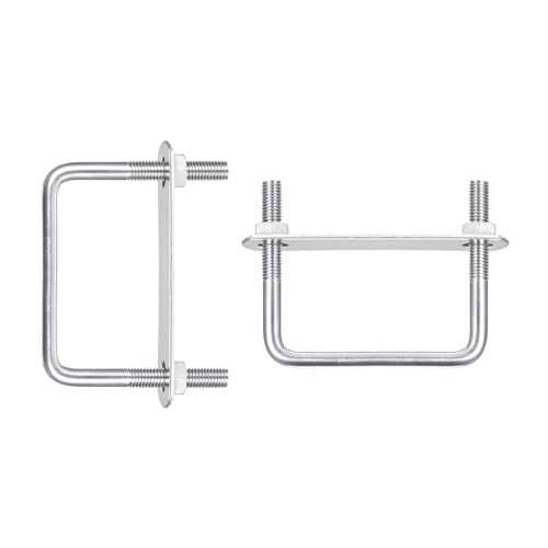 Image of DTGN M8x70x70mm(ThreadxWxL) Square U Bolt - 2Pack - Good for Trailer Pipe Replacement Parts - 304 Stainless Steel U Shape Bolts