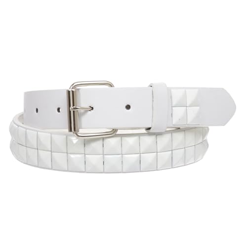 Skinny Pyramid Studded Punk Belt - Snap-On Roller Buckle2