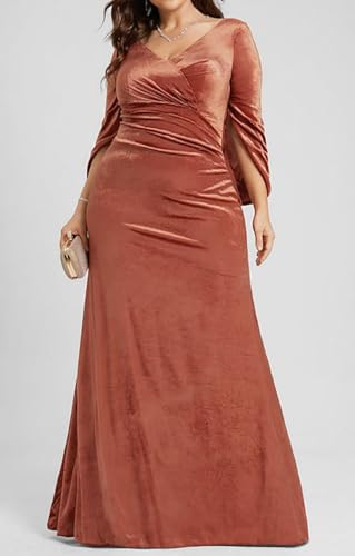 Velvet Bridesmaid Dresses for Women with Sleeves Mermaid Long Formal Maxi Dress Wedding Guest NA2224