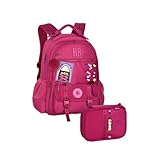 Kit Mochila Costas Rebecca Bonbon Com Estojo Box Beaded Fun Cadarço Escolar Feminino (Rosa)