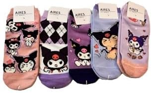 Women's Kawaii Cartoon Character Ankle and Crew Socks, Cute Design, 4 Pairs