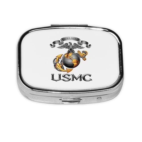 ピルケース USMC アメリカ海兵隊 ミニ薬ケース 錠剤入れ 薬ケース 入れピルケース 小物入れ ガムケース パーツボックス 薬ストレージ 密閉ボックス 持ち運び 薬入れ コンパクト 軽量 防湿 おしゃれ 2仕切り ワンタッチ 旅行