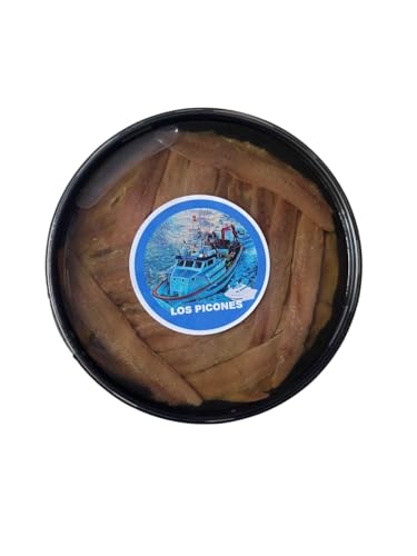 Los Picones Gourmet® Anchoas de Santoña en Aceite de Oliva I Pandereta (400gr/ 40 Filetes) Extra Grandes I Anchoas del Cantábrico Gourmet 000 I Salazones y Ahumados I Productos Gourmet.