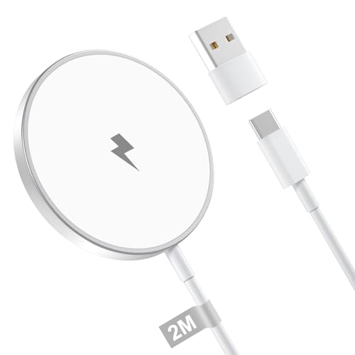15W Mag-Safe Ladegerät iPhone Induktives Ladegerät, 2M Wireless Charger für i Phone 17/16/15/14/13/12/11/Pro Max/Mini/Plus, Induktive Ladestation iPhone Kabelloses Ladegerät