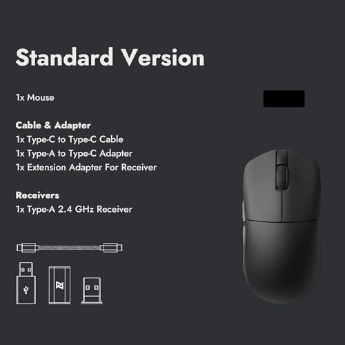 Image of LEMOKEY - Keyvhron G1 8K Wireless Gaming Mouse, 55g Lightweight, PixArt 3950 Sensor, 30K DPI, 140H Battery, Bluetooth /2.4G /USB-C, Ergonomic, Launcher Programmable, Black