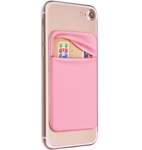 Image of Mizi (4 Pack Adhesive Phone Stretchy Wallet, Card Holder for Back of Phone Stick on Phone Cases for iPhone /Android /Samsung Galaxy - (Pink /HotPink /Purple /Red)