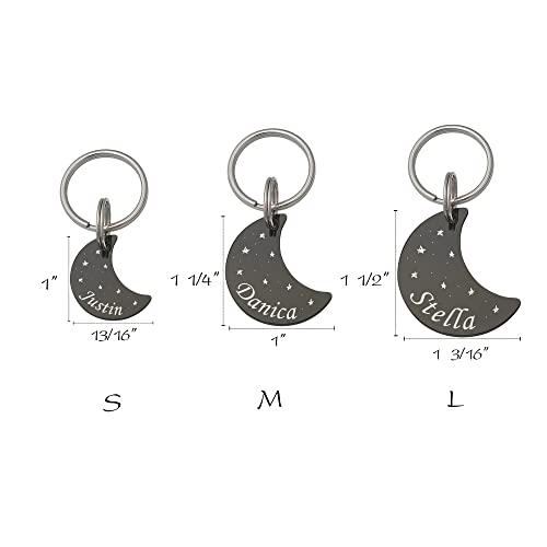 Anavia Starry Sky Theme Pet ID Tags in Half Moon & Star Shape, Personalized Dog Name Tag Cat Tag, Glossy Stainless Steel Gold Plated Black Rainbow Dog Collar Tag (Small, Moon Shape, Gold)