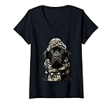 Mujer Camuflaje Cane Corso Camo Animal Hunter Caza Perro Camiseta Cuello V