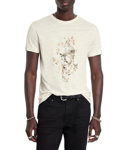 T-shirt crâne floral homme John Varvatos en coton premium au design rock chic