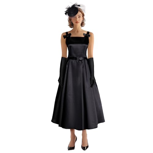 Women's 1950s Audrey Hepburn Style Dress Vintage Swing Cocktail Dresses Tea Party Outfits3