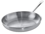 METRO Professional Padella non Patinata, Acciaio Inox, con Finitura Satinata, Adatta per Induzione e Forno (max. 240°C), per Uso Privato e Commerciale, Argento (Ø 32 cm)