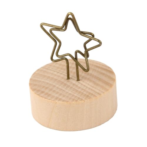 Ciieeo Wooden Base Star Memo Clip Holder for Notes Photos Cards Stylish Desktop Organizer for Home Office Use Space Saving Design Unique Fun Shape