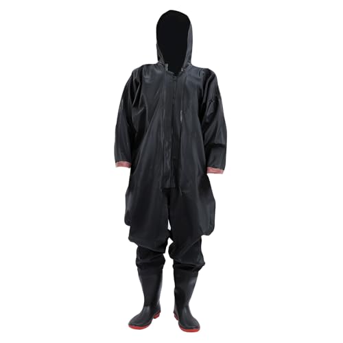 PRETYZOOM Waterproof Fishing Waders Suit with Boots, 42-inch Full-Body Breathable Fishing Overalls for Men, Black 75d Knit, Suitable for Freshwater and Saltwater Wading