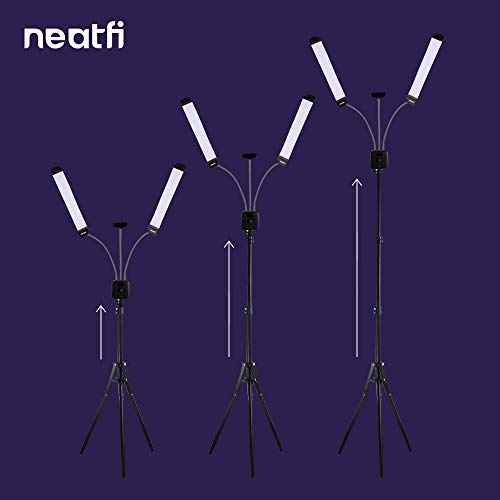 (2021 Model) Neatfi Supreme LED Light Kit for Estheticians, Make Up & Tattoo Artists, Filming & Photography, 3600 Lumens Bright, 3 Light Color Modes, with Adjustable Tripod & Flexible Phone Holder
