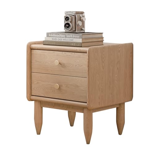 YESWOOD Mesita de noche de madera maciza