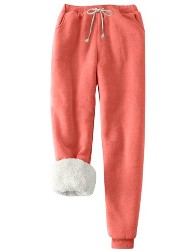 Flygo Women's Winter Warm Fleece Joggers Pants Sherpa Lined Athletic Active Sweatpants