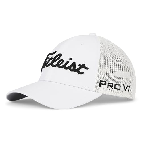 Titleist Tour Performance Mesh Golf Hat, White/Black