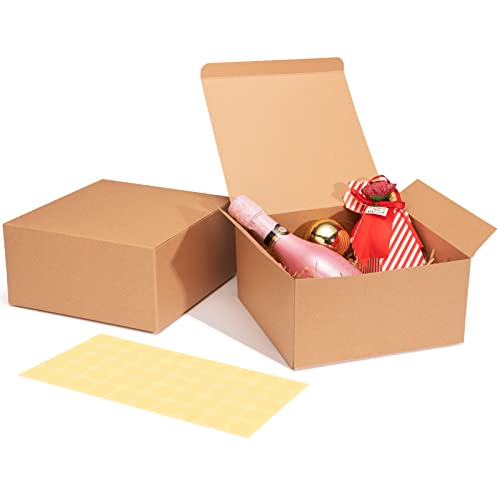 HOUSE DAY Geschenkbox großes Rechteck 20x20x10cm Weihnachtsgeschenkbox für Brautjungfern Kraft Geschenkboxen mit Deckel zum Basteln, Cupcake-Boxen (braun-12 Stück)