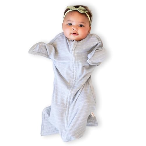 Image of SleepingBaby Zipadee-Zip Transitional Swaddle Sack, 4-8 Month - Roomy Zipper Swaddle for Easy Diaper Changes and Proper Hip Development - Baby Swaddle Sack, Small - Graystone