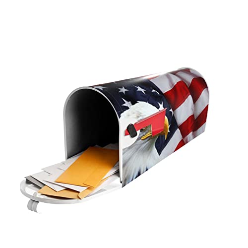 Image of American Flag Bald Eagle Mailbox Cover - Standard Size 18x21 Inch Patriotic Waterproof Wraps for Post Letter Box - Home Garden Yard Decor