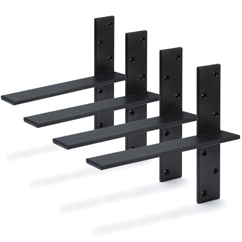 Free Hanging Countertop Support Bracket 16" Lx2.5 W 4 Pack Heavy Duty Hidden Floating Wall Shelf Bracket 3/8" Thick for Floating Bars,Bench Seats,Vanities