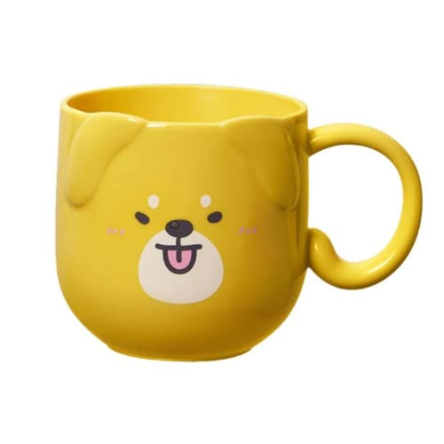 Taza de Perro Kawaii 360ml - Vaso de Plástico Duro Resistente para Niños y Bebés - Forma de Perro para Todas las Edades - Polipropileno Amarillo 11.5x8.5x9cm