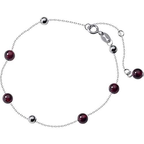 Bracelet en argent pour femme avec perle rouge grenat le cadeau idéal pour célébrer l'amour