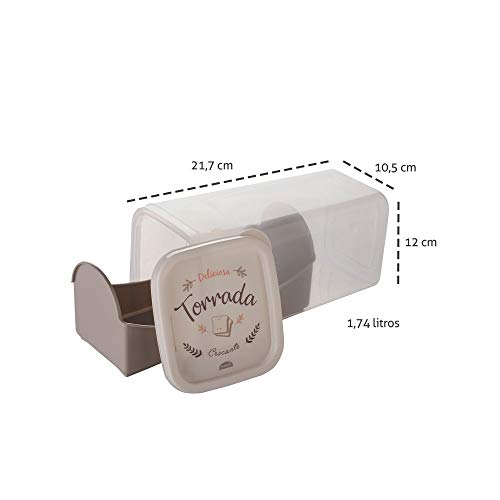Porta Pão Torrada e Biscoito Pote Retrô Plástico 1,74lts 1un