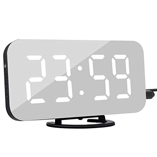 Reloj Despertador Digital LED, Reloj Despertador con Espejo Pantalla de 6.2