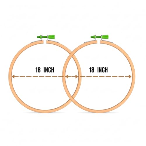 Image of i5Mart 18 Inch Wooden Aari Work Frame (Round) - Premium 3-Ply Maggam & Zardosi Embroidery Hoop - Adjustable Plastic Tension Screw - Perfect for Blouse Necklines, Bridal Projects, Hand Embroidery & Craft. (Value Duo Pack (18 Inch x 2))