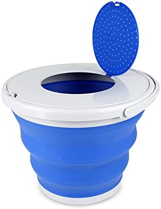 Foldable Bucket Portable, Blue Collapsible Bucket Camping, with Cover, Foldable Design, Sturdy and Durable, Easy to Carry and Store, Suitable for Bathroom, Outdoor Camping, Fishing (5L, Blue)