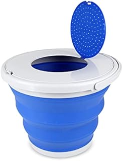 Foldable Bucket Portable, Blue Collapsible Bucket Camping, with Cover, Foldable Design, Sturdy and Durable, Easy to Carry and Store, Suitable for Bathroom, Outdoor Camping, Fishing (5L, Blue)