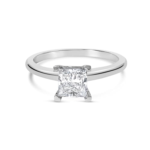Haus of Brilliance 14K White Gold 1.0 Cttw Princess Lab-Grown Diamond Solitaire Engagement Ring (F-G Color, VS1-VS2 Clarity) - Ring Size 5