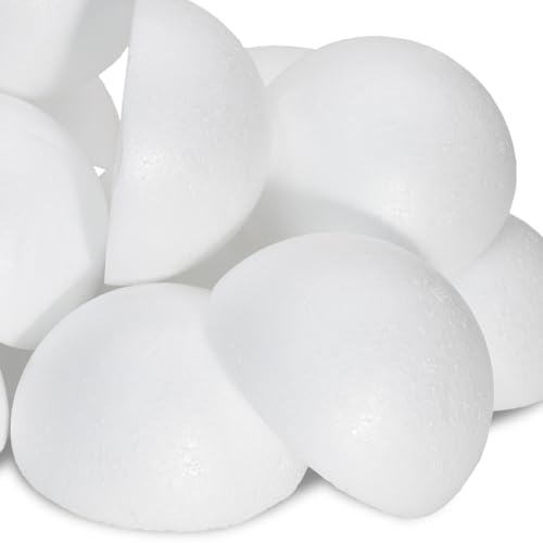 vibedor 25 PCS 2 Inch Half Foam Balls White Styrofoam Balls, Dry Foam Half Ball Small Styrofoam Balls for Christmas, Thanksgiving Day and Festival for DIY Projects, Home Craft Projects