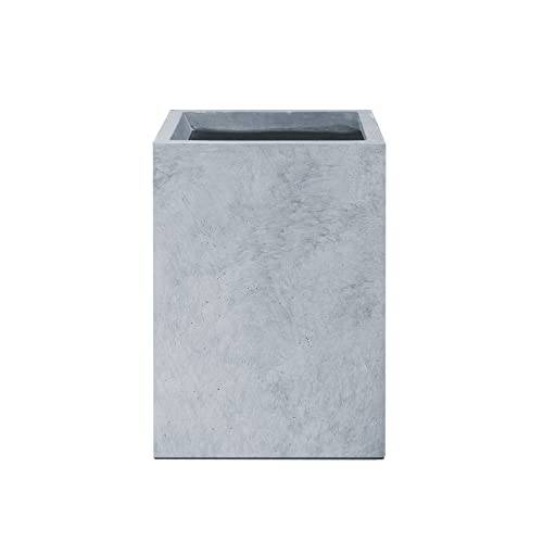 Kante 16" H Concrete Tall Square Planters Outdoor/Indoor Lightweight Planters Pots With Drainage Hole, Modern Style For Balcony, Patio, Living Room,Slate Gray #TOP14