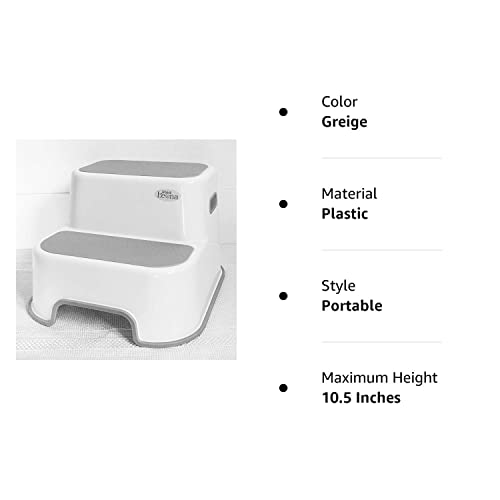 Wider Dual Height 2 Step Stool For Kids | Toddler's Stool For Potty Training And Use In The Bathroom Or Kitchen | Bpa-Free Strong Soft-Grip Steps For Comfort And Safety (1 Pack, Greige) #TOP6