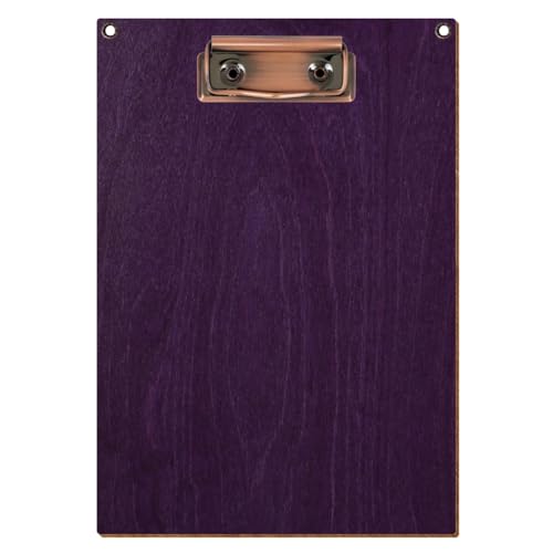 Bütic Holz Klemmbrett Standardform Lila für DIN A3 A4 A5 A6 mit 2 Ösen aus 3mm starkem Birkensperrholz mit Klarlack versiegelt