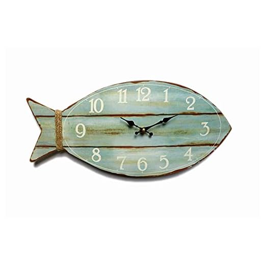 Fish Beach Wall Clock Silent Non-Ticking Wooden Wall Clocks Ocean Sea Theme