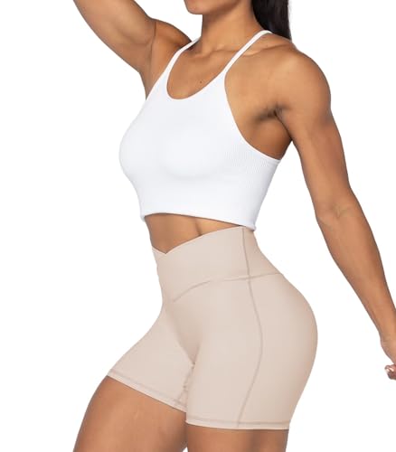 Image of Sunzel Crossover Biker Shorts for Women, No Front Seam V High Waist Yoga Workout Gym Shorts with Tummy Control | 4 Or 6-Inch Inseam, High Waisted, Tummy Control, Crossover Waist, Buttery Soft, No Front Seam, Squat Proof, Compression