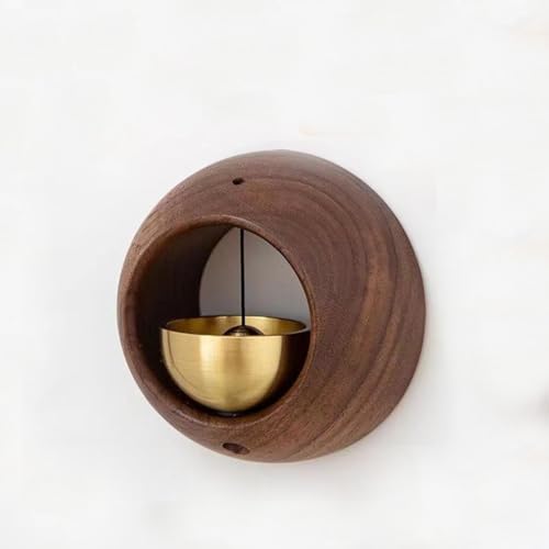 Magnetic Wood Doorbell,Shopkeepers Bell for Door Opening,Decorative Door Bell, Creative Magnetic Doorbell,Hanging Door Chime for Entrance,Fridge Sticker and Barn Door Creative Present (Brown F)