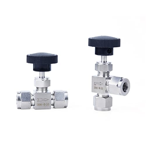 Válvula de aguja de cierre ajustable de acero inoxidable 304 con férula de 12mm tipo ángulo 2