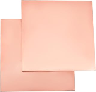 GOMAKERER 2 Pcs Copper Sheets, Peachpuff Square Copper Foil Sheet Copper Leaf Plates Metal Sheet for Jewelry Crafts Repairs Electrical (10cm Long, 10cm Wide)