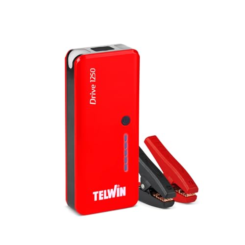 Telwin Drive 1250 Avviatore Booster Starter Multifunzione 12V Per Auto, Moto, Imbarcazioni, 1250A + Powerbank E Luce Led