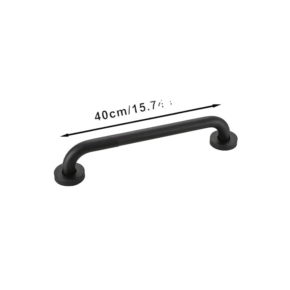 Maniglie Barra di Sostegno Antiscivolo per Il Bagno - Corrimano di Sicurezza Nero con Design ergonomico Curvo per Anziani e disabili(30cm-2PC)