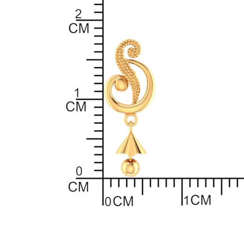 P.C. Chandra Jewellers Womens 22KT (916) Yellow Gold Dangle Drop Earrings With Swirl Design And Cone-Shaped Drop - 0.95 Grams
