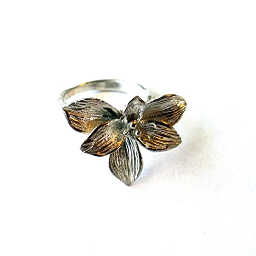 Orchid ring in sterling silver, silver orchid ring, orchid jewelry, floral ring, flower ring, silver floral jewelry, silver ring, silver flower ring