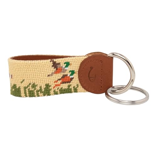 Image of Leather Hand-Stitched Needlepoint Key Fob or Key Chain