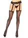 Leg Avenue Women's Sheer Back Seam Garter Belt Stocking, Black, One Size