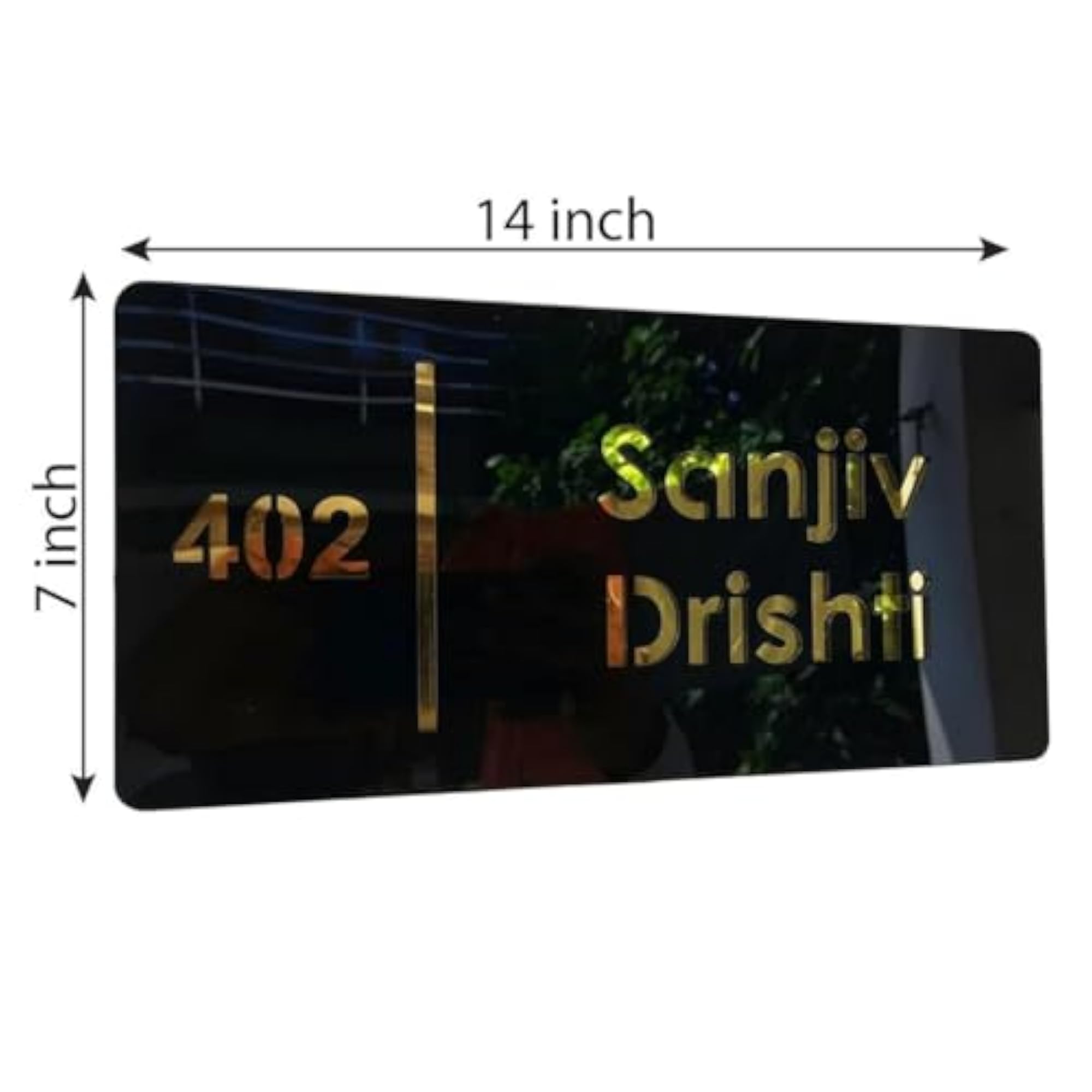 Customized White & Mirror Gold Glossy Look Acrylic Name Plate