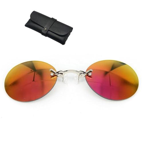 uojpt Three Color Retro Round Clip on Nose Glasses, Ultralight Rimless Retro Round Clip on Nose Sunglasses, Clip on Nose Sunglasses